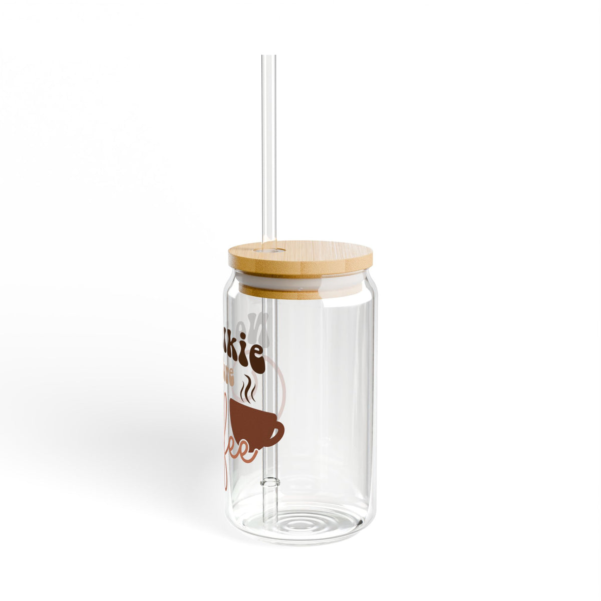 No Talkie Before Coffee Sipper Glass 16oz Reusable Drink Jar with Lid & Straw