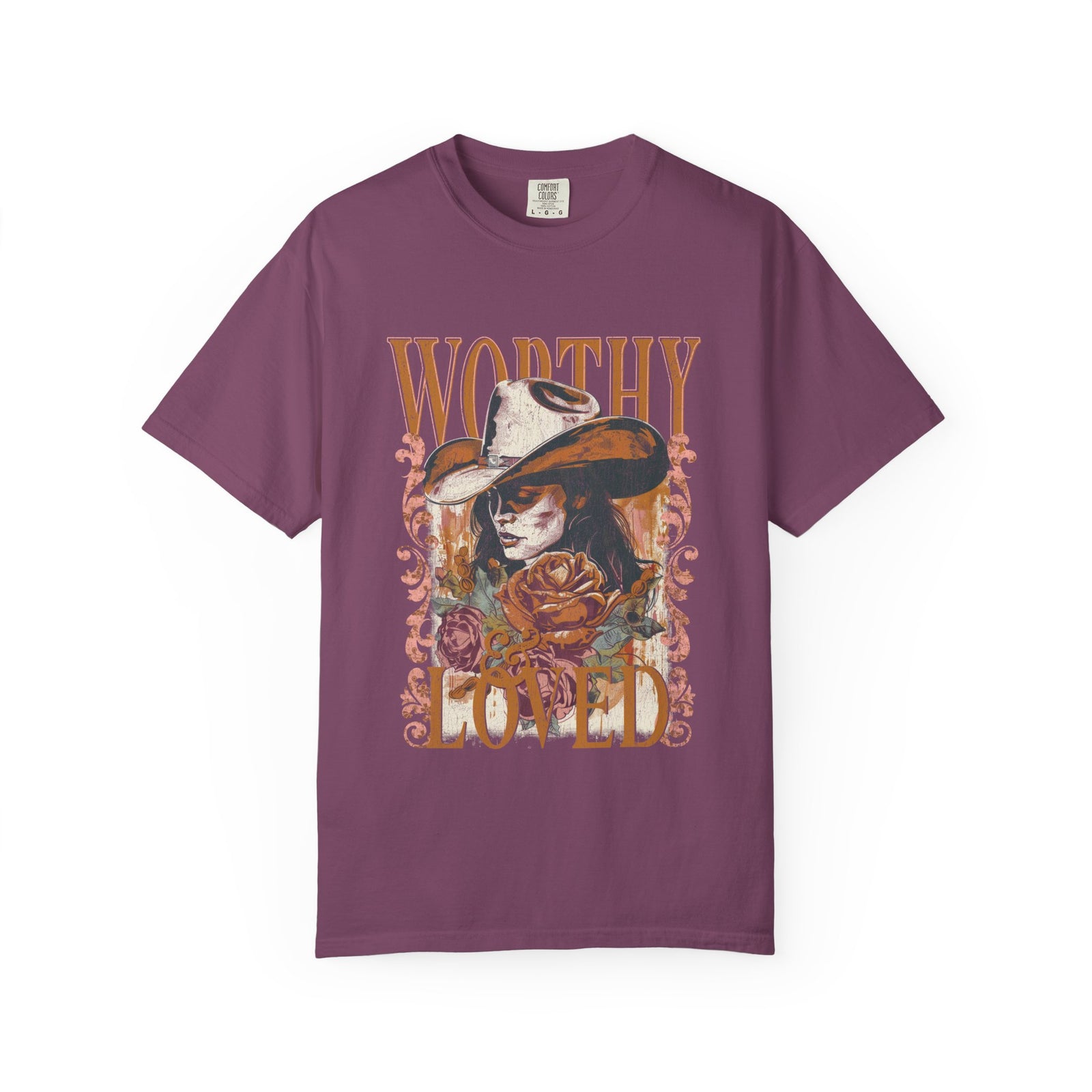 Worthy & Loved Graphic Tee Vintage Cowgirl Floral Distressed T-Shirt