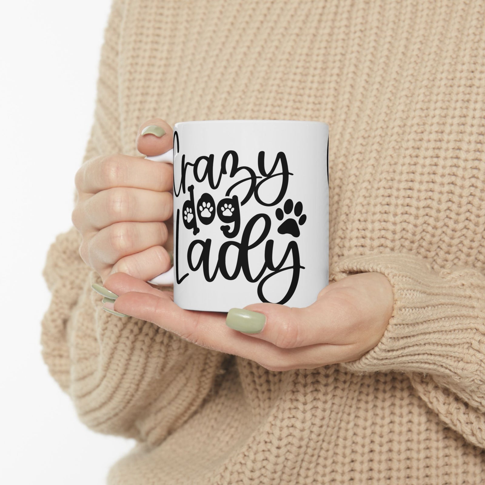 Crazy Dog Lady Paw Print Cute Ceramic Mug Coffee Cup (11oz & 15oz)