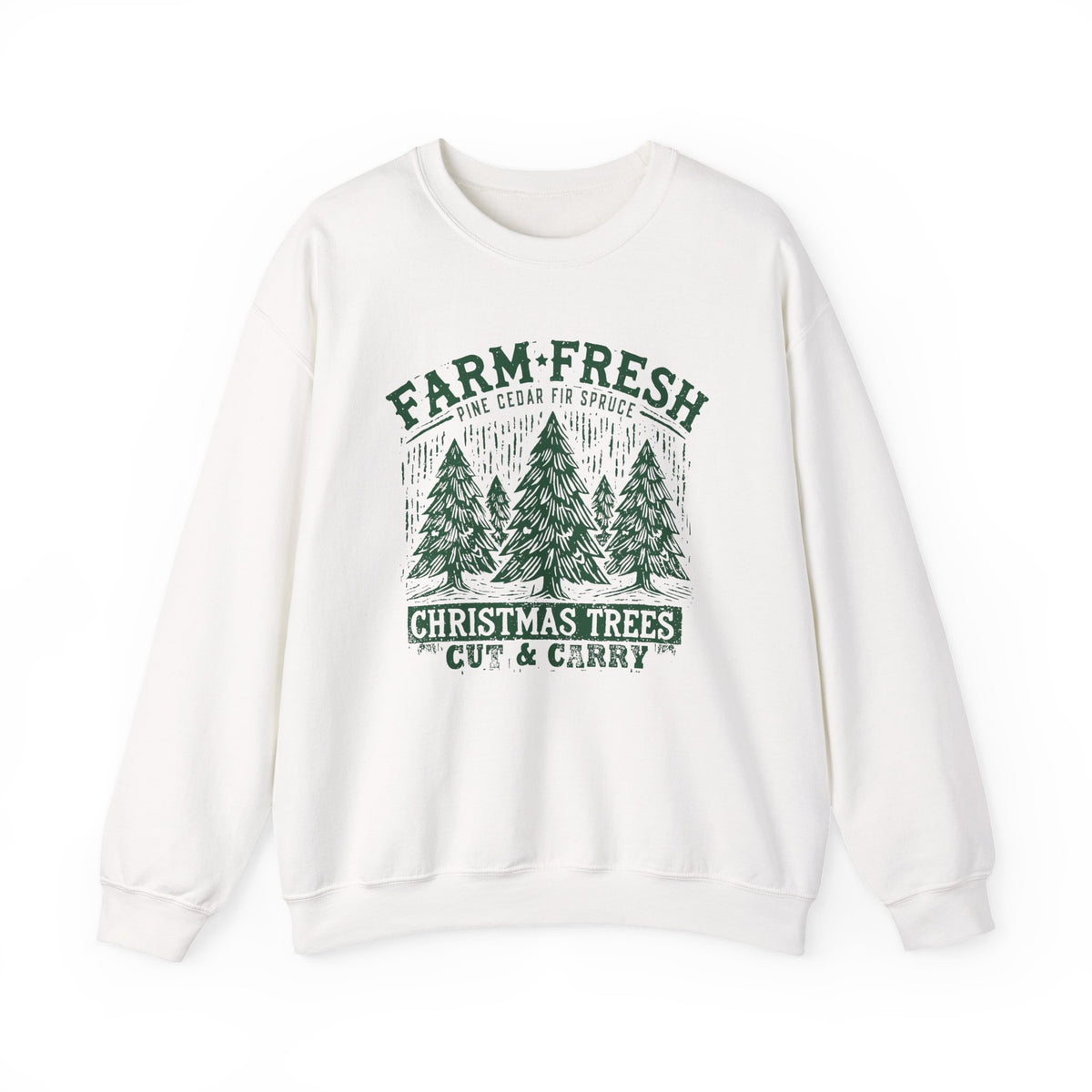 Farm Fresh Christmas Trees Green Heavy Blend Women's Crewneck Cozy Sweatshirt - Sydney So Sweet