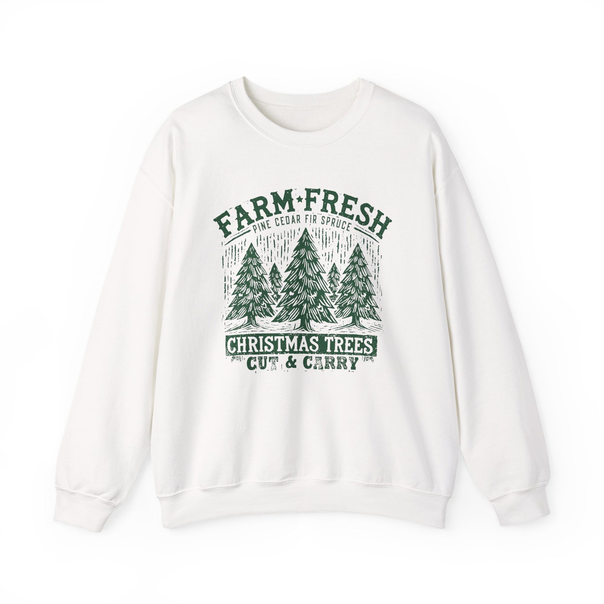 Farm Fresh Christmas Trees Green Heavy Blend Women's Crewneck Cozy Sweatshirt - Sydney So Sweet