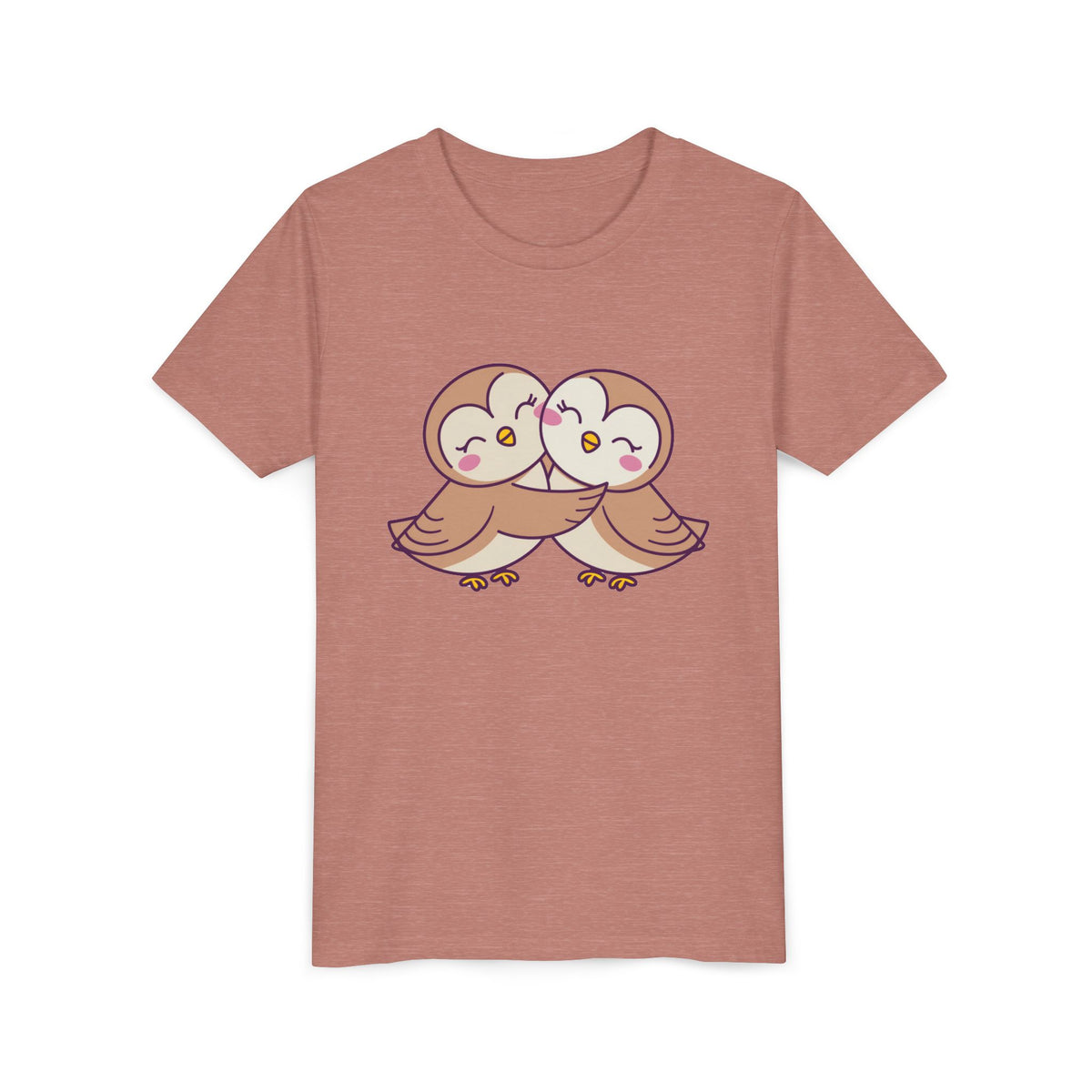 Owl Hug Kids T-Shirt Adorable Cartoon Owl Youth Tee