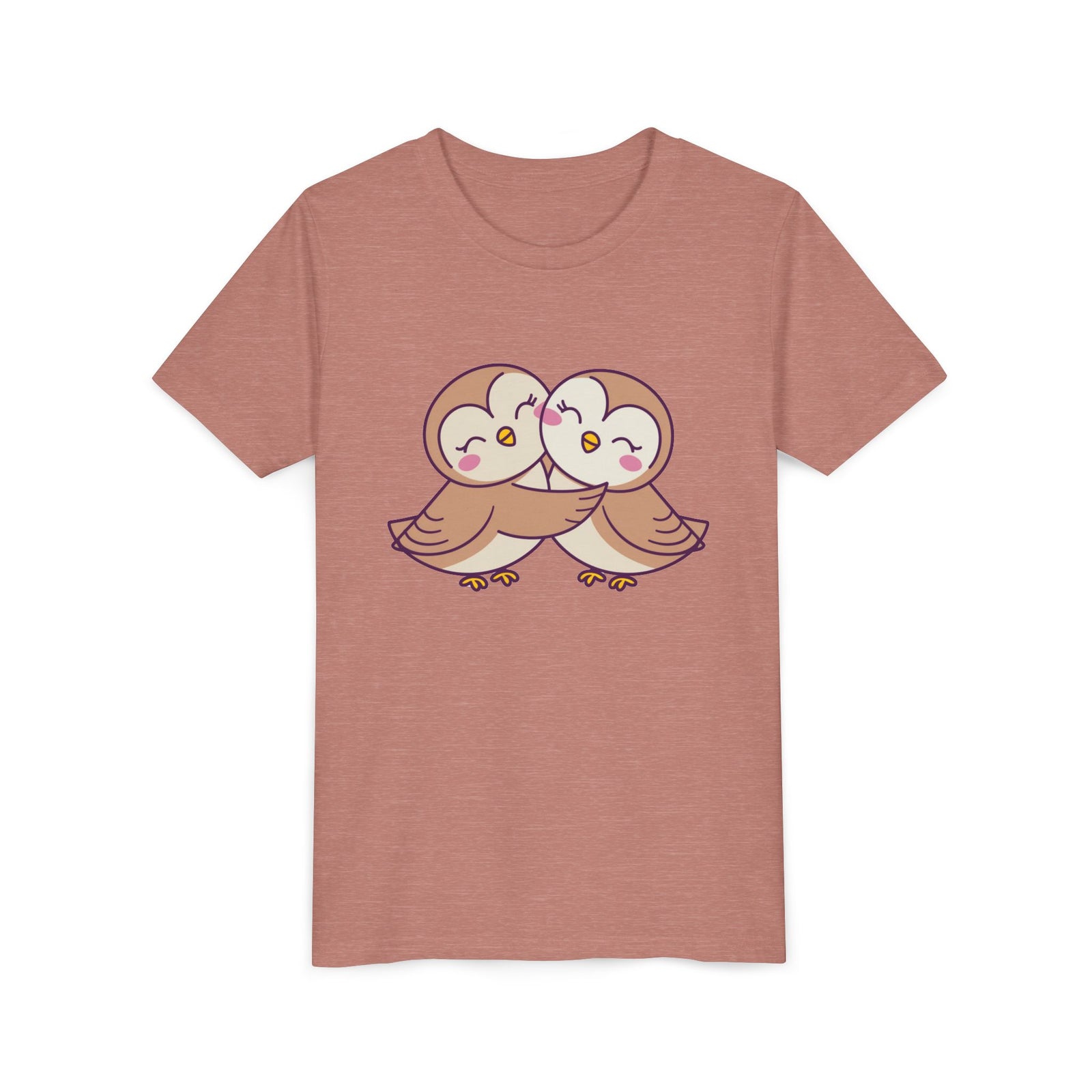 Owl Hug Kids T-Shirt Adorable Cartoon Owl Youth Tee