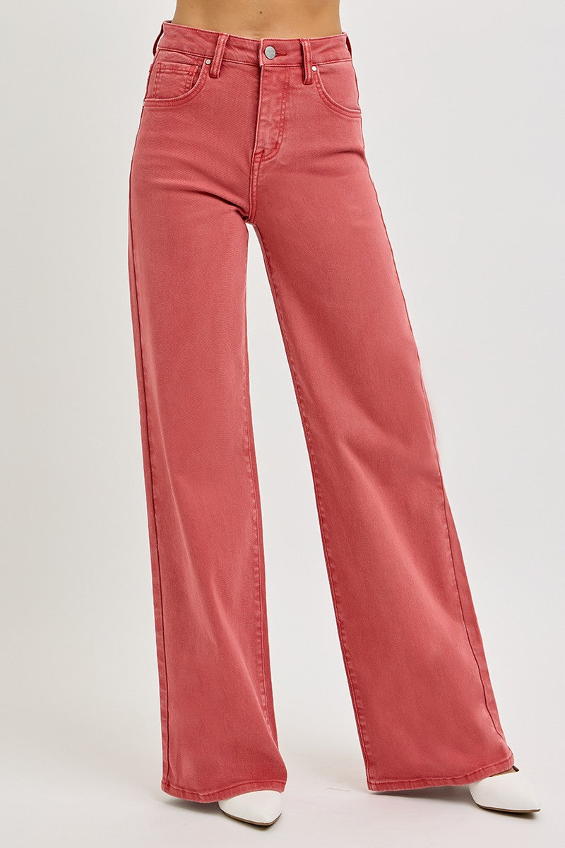 RISEN Full Size High Rise Tummy Control Wide Leg Jeans - Sydney So Sweet