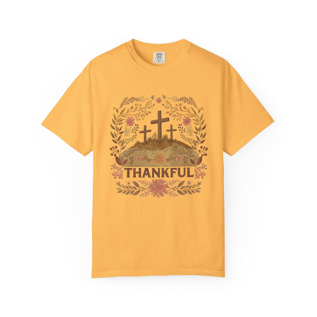 Thankful Cross T-shirt Christian Faith Tee for Thanksgiving & Worship