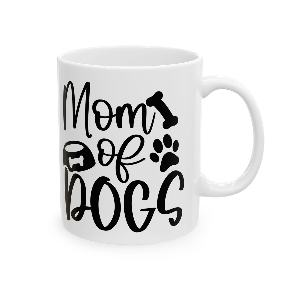 Mom of Dogs Bone & Paw Print Cute Ceramic Mug Coffee Cup (11oz & 15oz)
