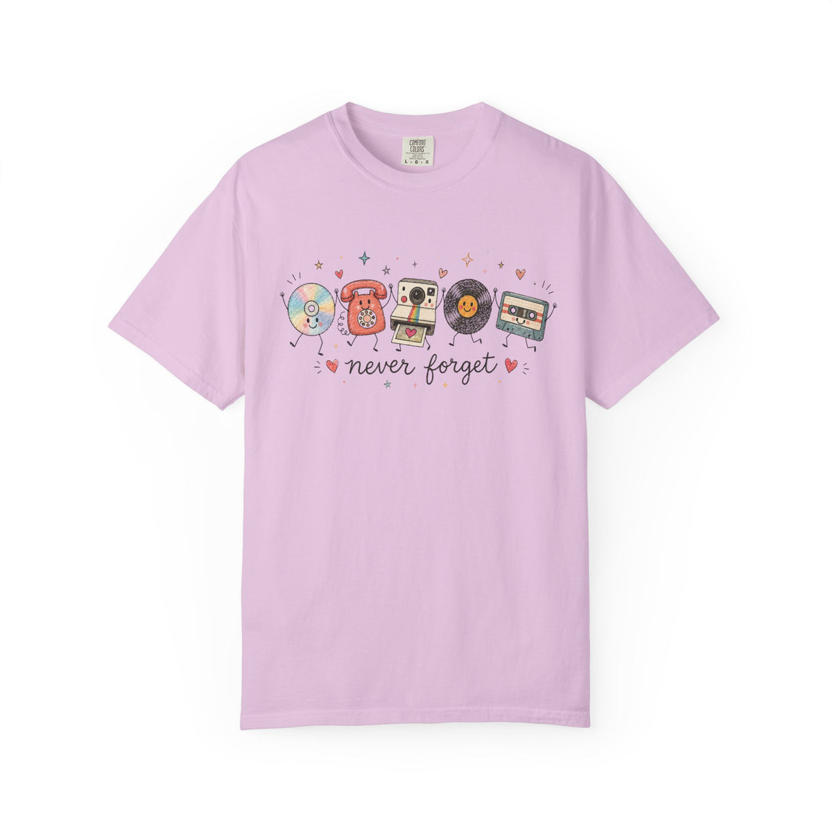 Retro Media Icons T-Shirt Nolstalgic Vintage Cassette Vinyl & Phone Tee