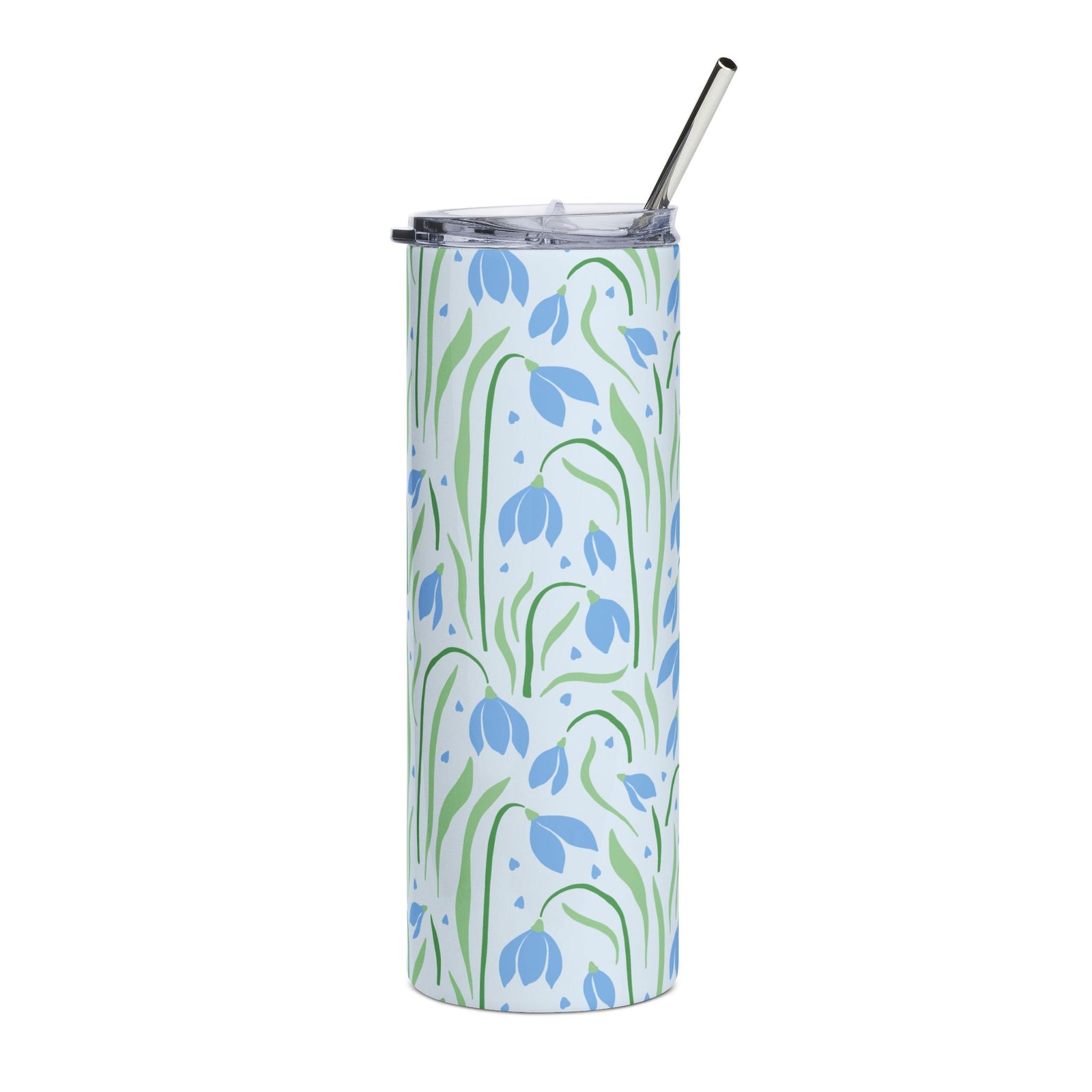 Blue Snowdrop Floral 20oz Stainless Steel Tumbler Insulated Travel Cup