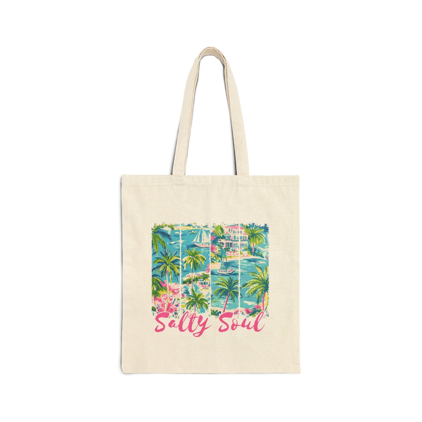 Salty Soul Beach Cotton Canvas Beach Summer Tote Bag