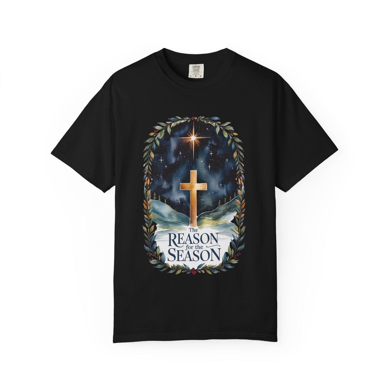 The Reason for the Season Christmas T-Shirt Christian Cross Graphic Tee