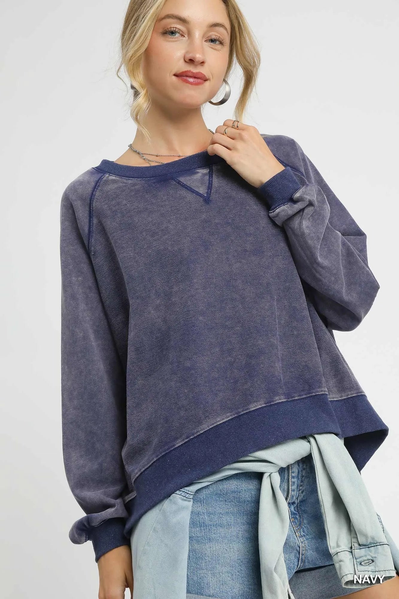 Umgee Mineral Wash French Terry Sweatshirt - Sydney So Sweet