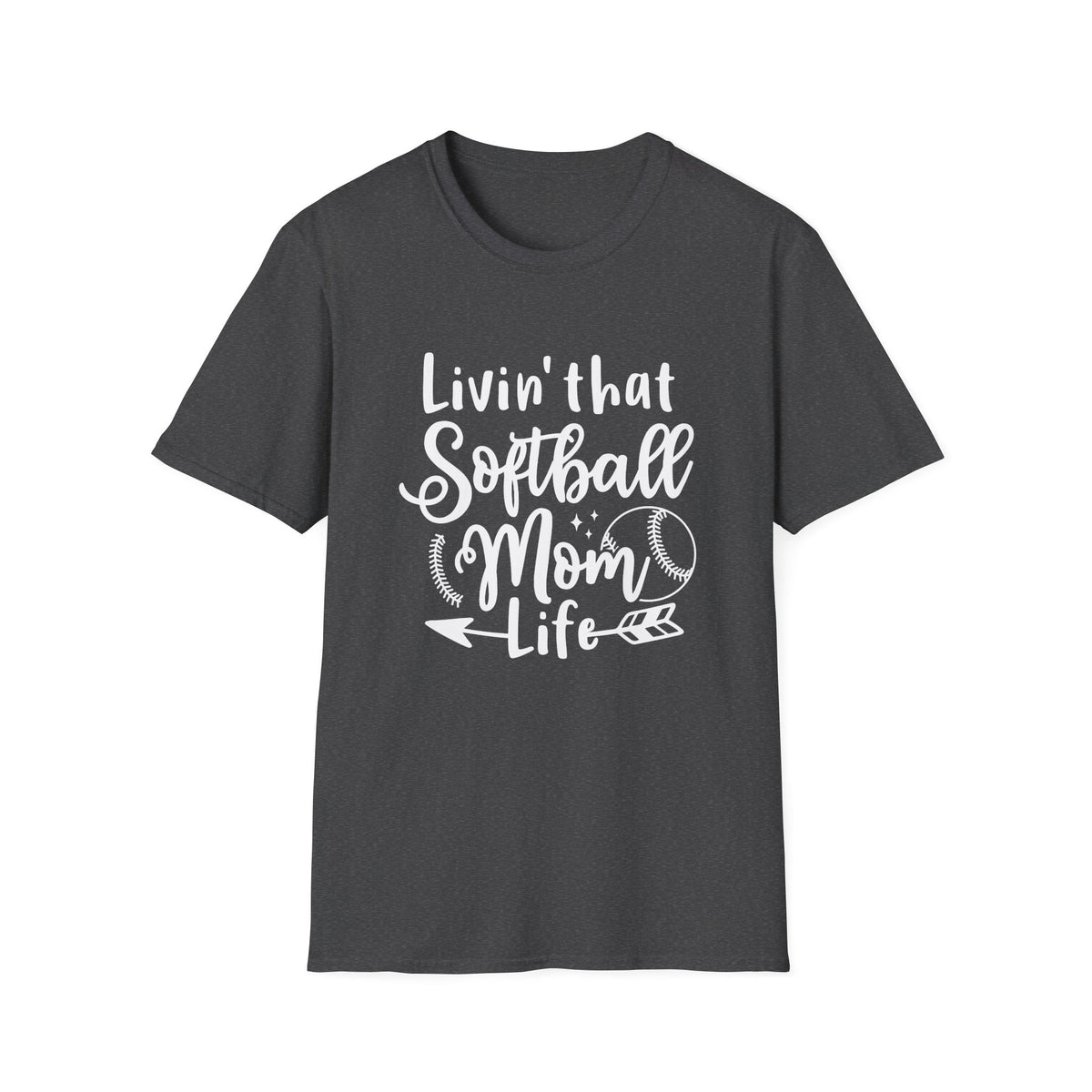 Livin' That Softball Mom Life Graphic T-Shirt Cute Sports Mom Tee (12 Team Colors)