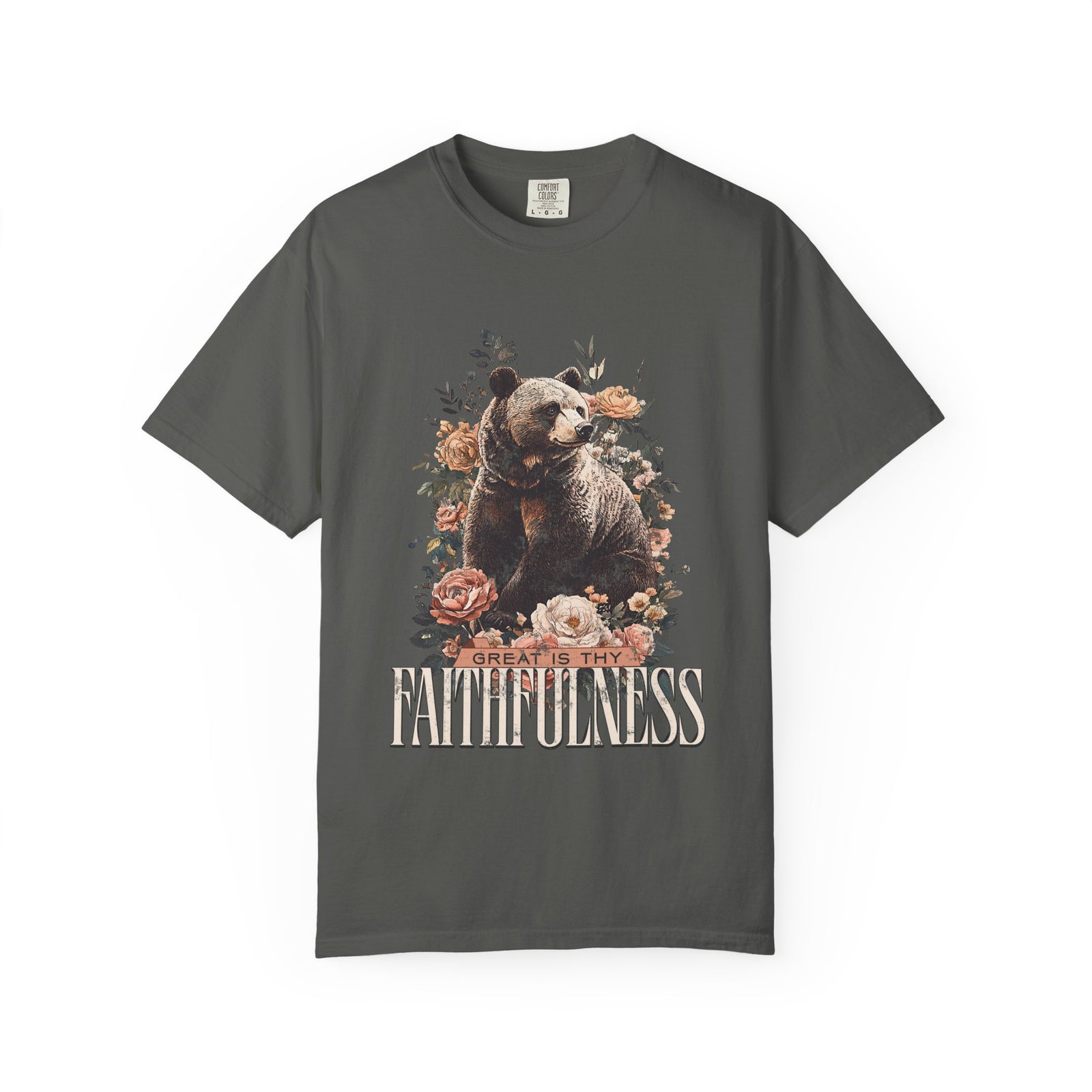 How Great is Thy Faithfulness T-Shirt Grizzly Bear Christian Distressed Tee