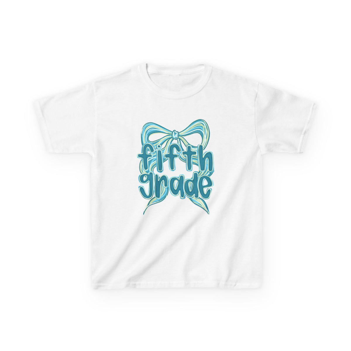 Fifth Grade Kids Tee Cute Blue Coquette Bow Back to School 5th Grade T-Shirt