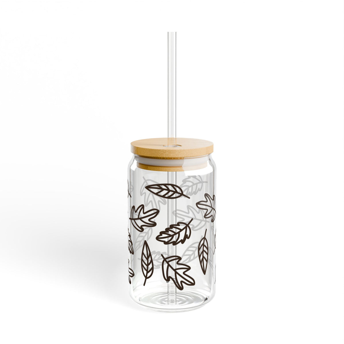 Autumn Leaf Sipper Glass 16oz Reusable Drink Jar with Lid & Straw