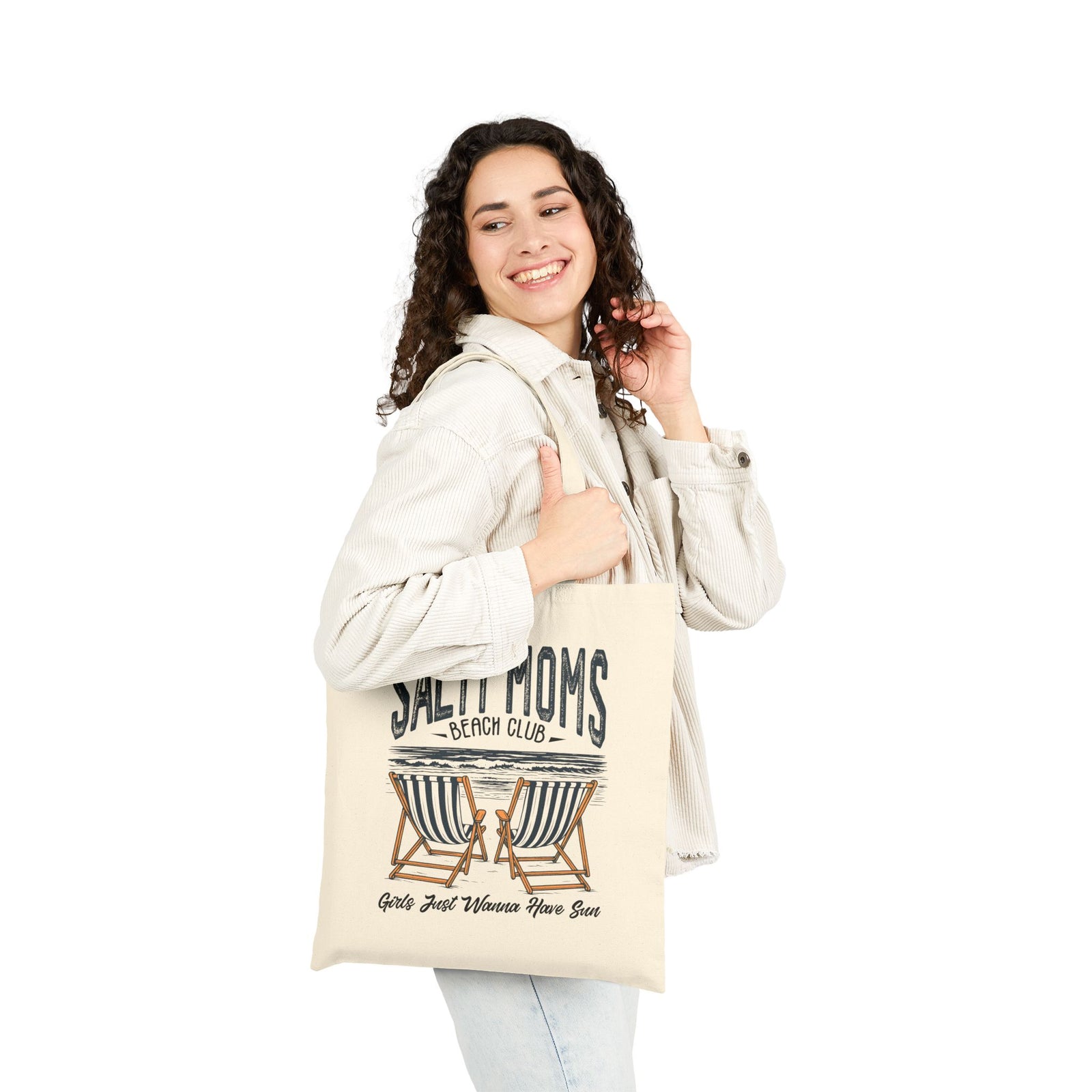 Salty Moms Beach Club Cotton Canvas Tote Bag