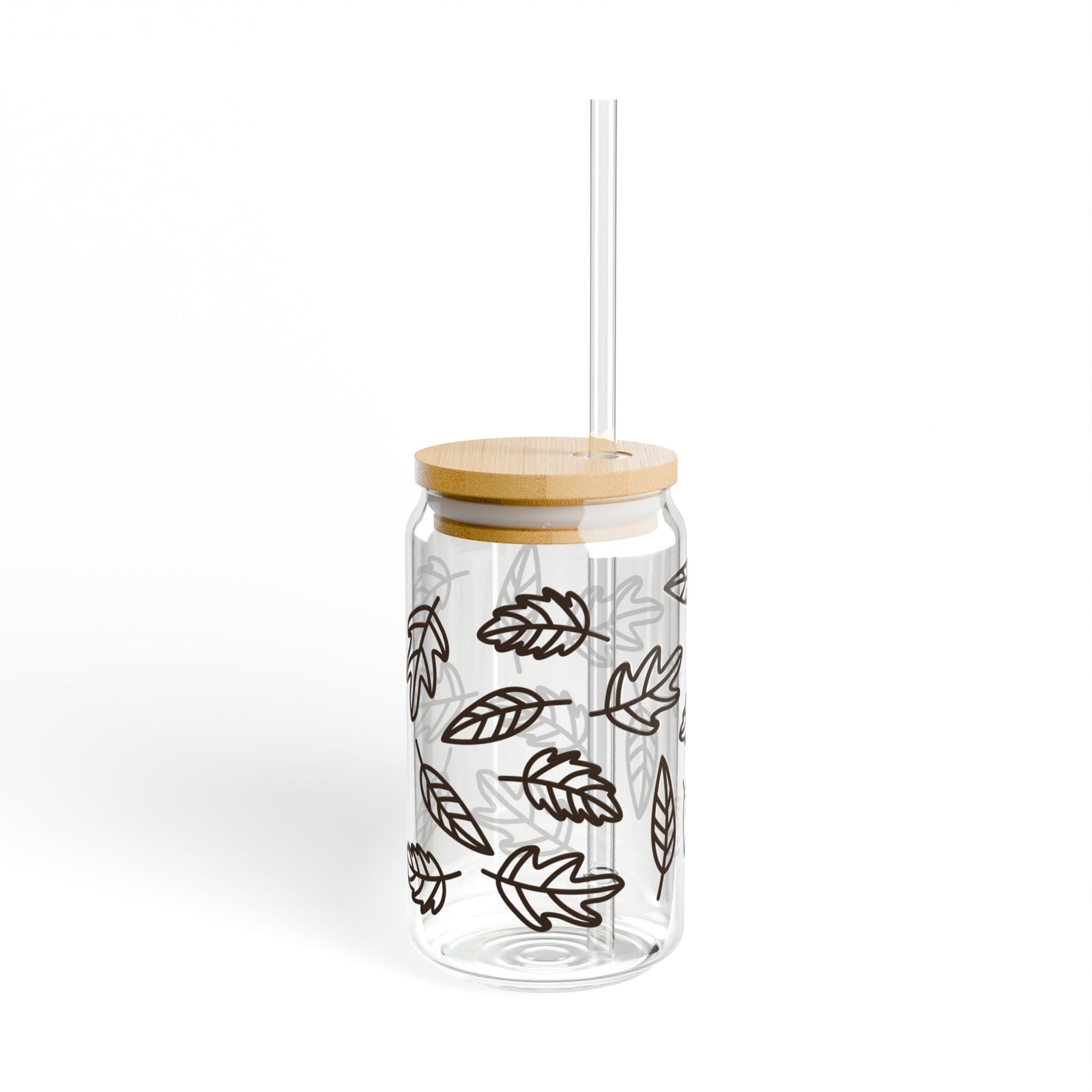 Autumn Leaf Sipper Glass 16oz Reusable Drink Jar with Lid & Straw