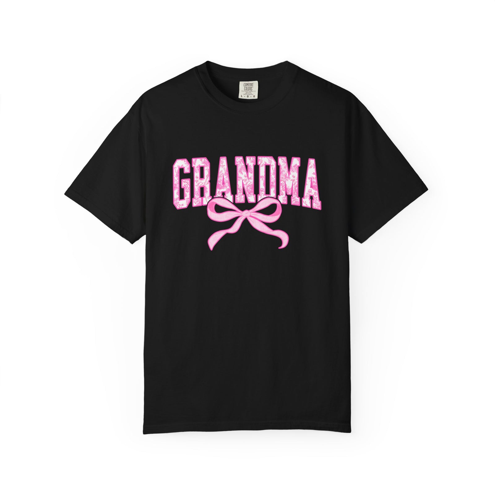 Grandma Coquette Pink Toile Bow T-Shirt Cute Grandmother Graphic Tee