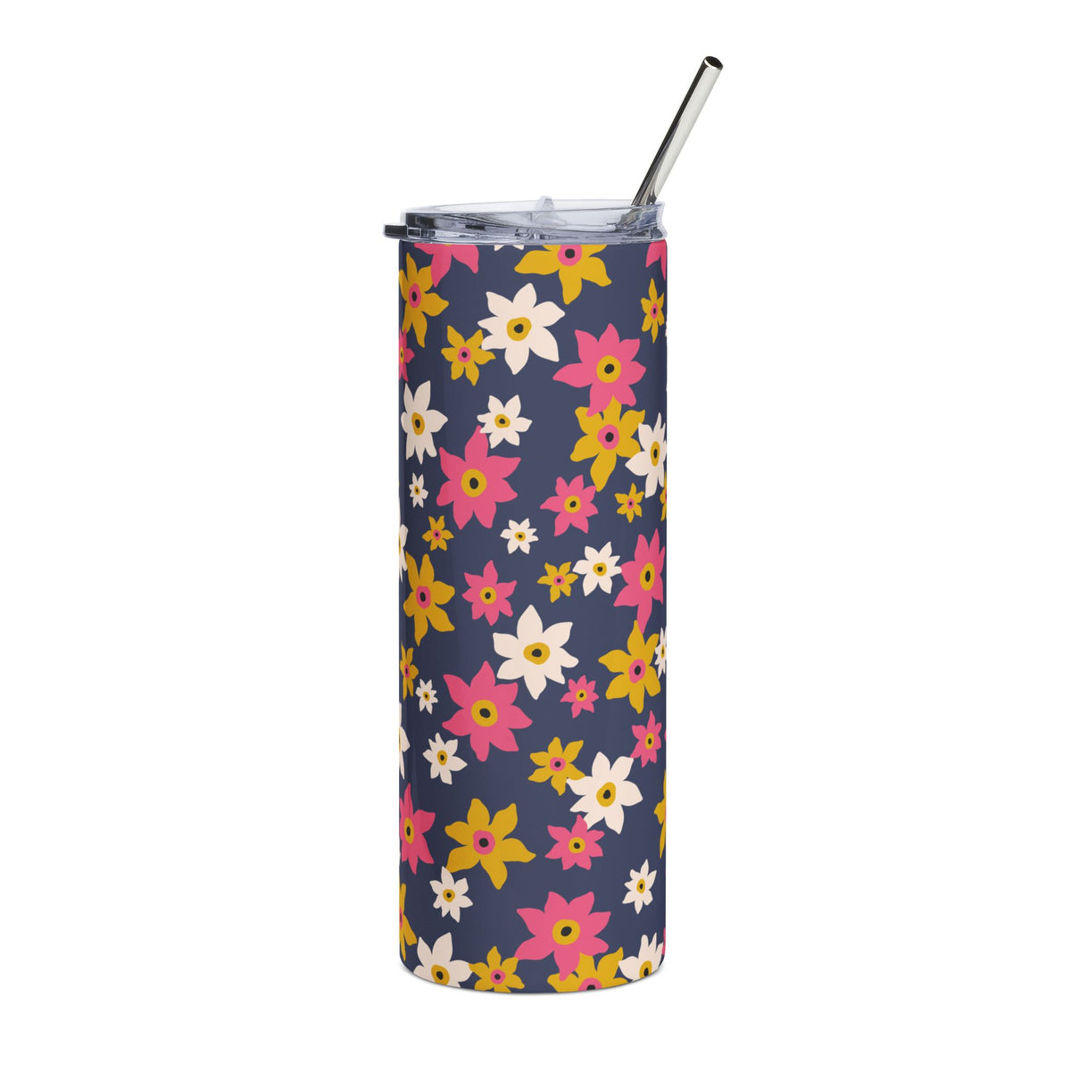 Colorful Retro Floral 20oz Stainless Steel Tumbler Insulated Travel Cup