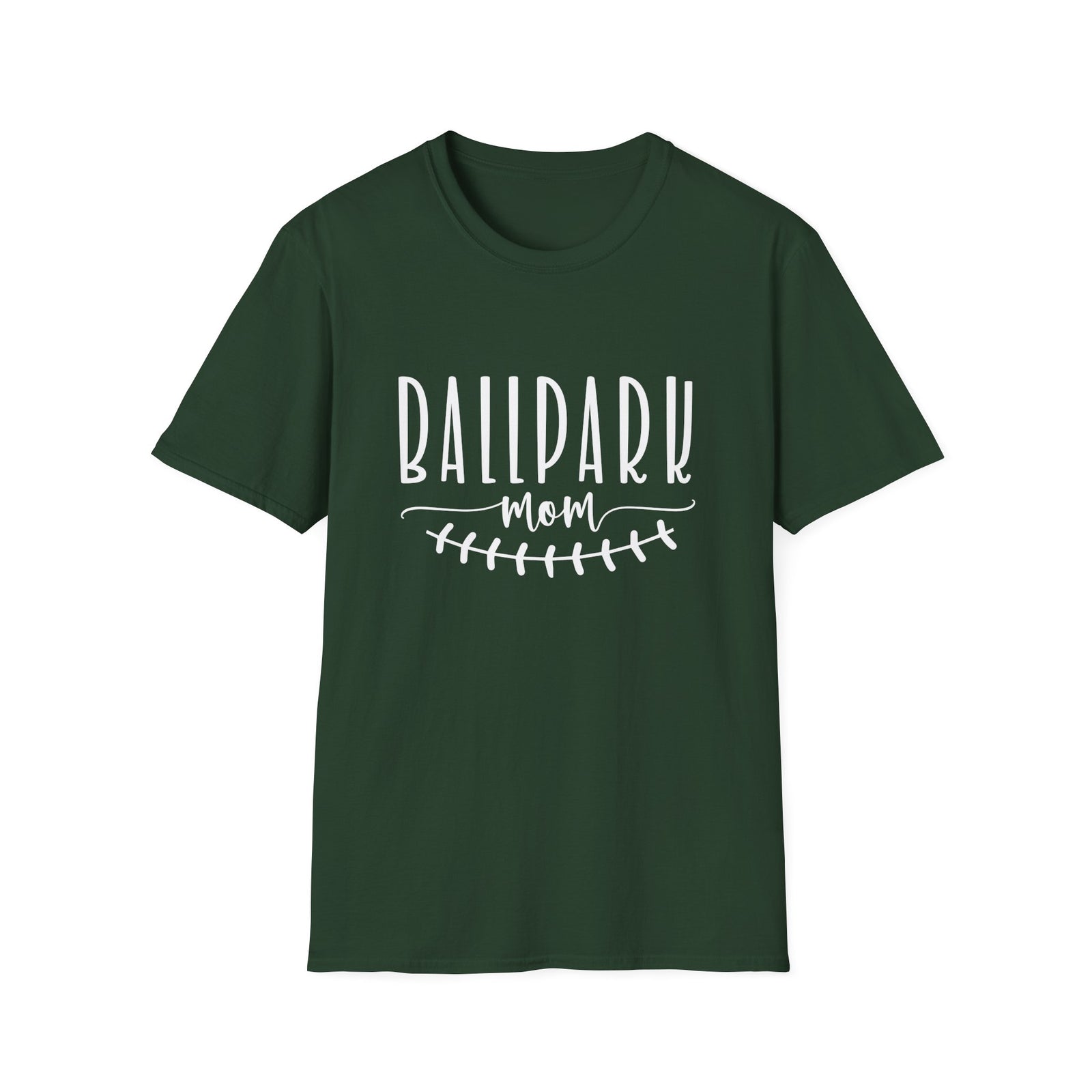 Ballpark Mom Baseball or Softball Graphic T-Shirt Cute Sports Mom Tee (12 Team Colors)