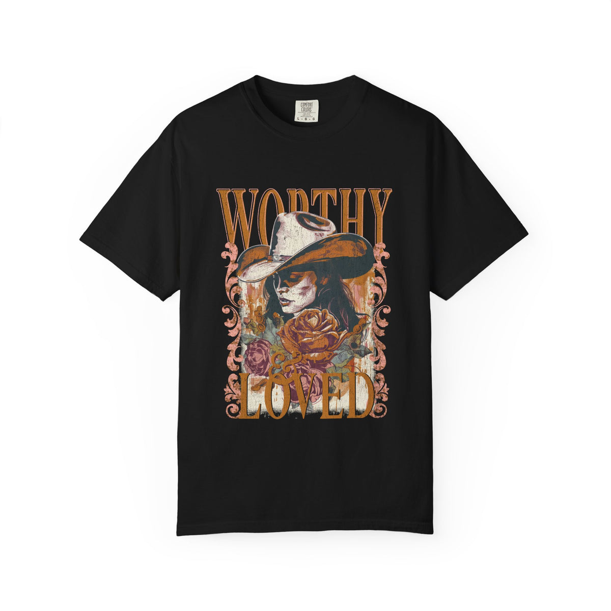 Worthy & Loved Graphic Tee Vintage Cowgirl Floral Distressed T-Shirt