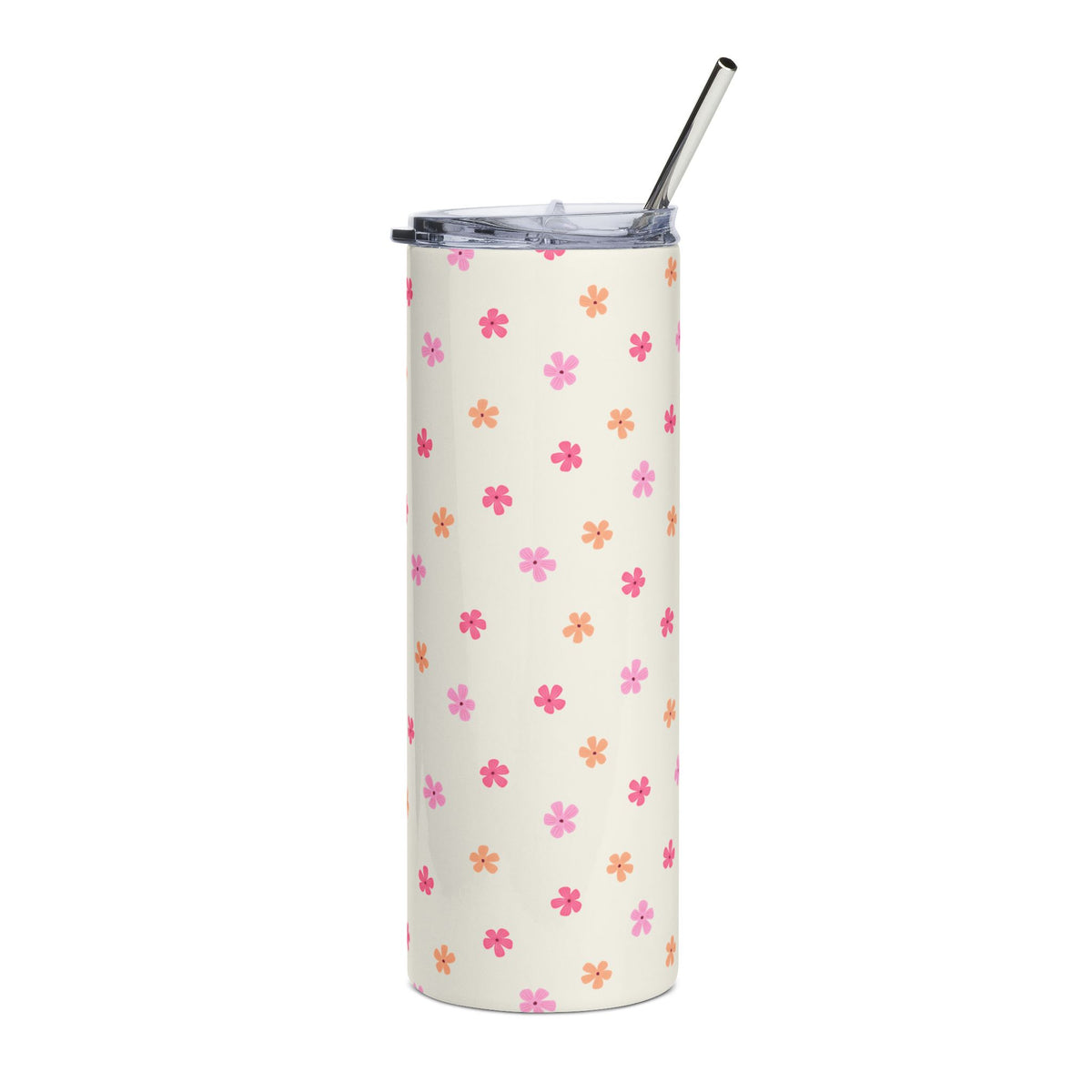 Pink & Peach Mini Flowers 20oz Floral Stainless Steel Tumbler Travel Cup