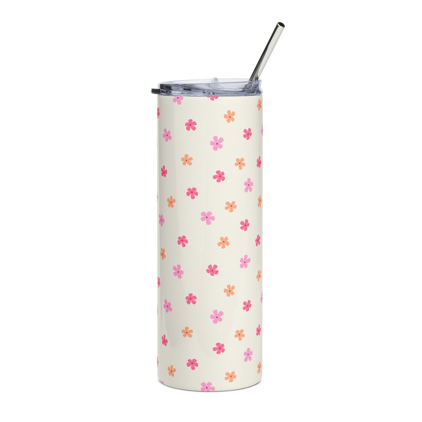 Pink & Peach Mini Flowers 20oz Floral Stainless Steel Tumbler Travel Cup