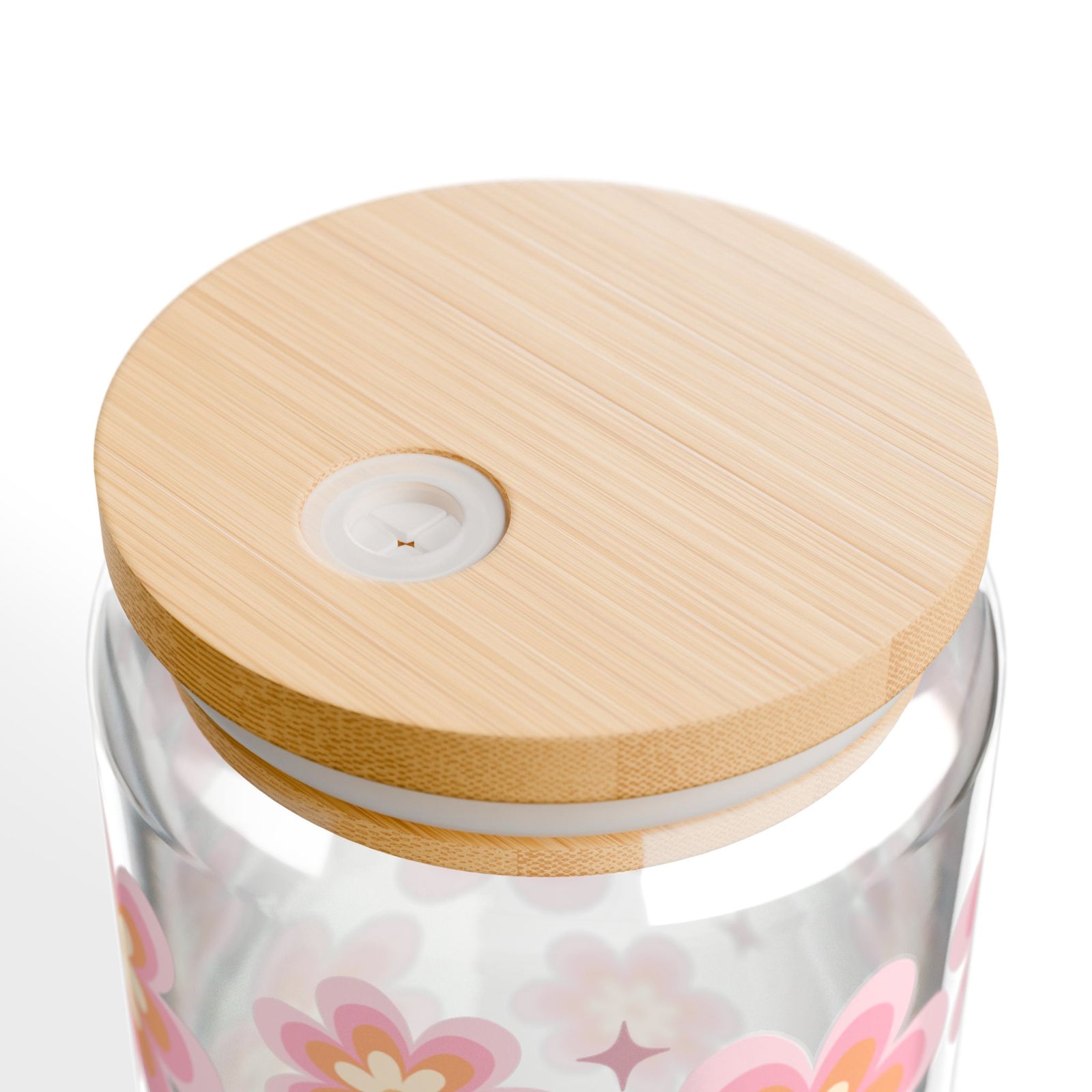 Groovy Flower Sipper Glass 16oz — Reusable Drink Jar with Lid & Straw