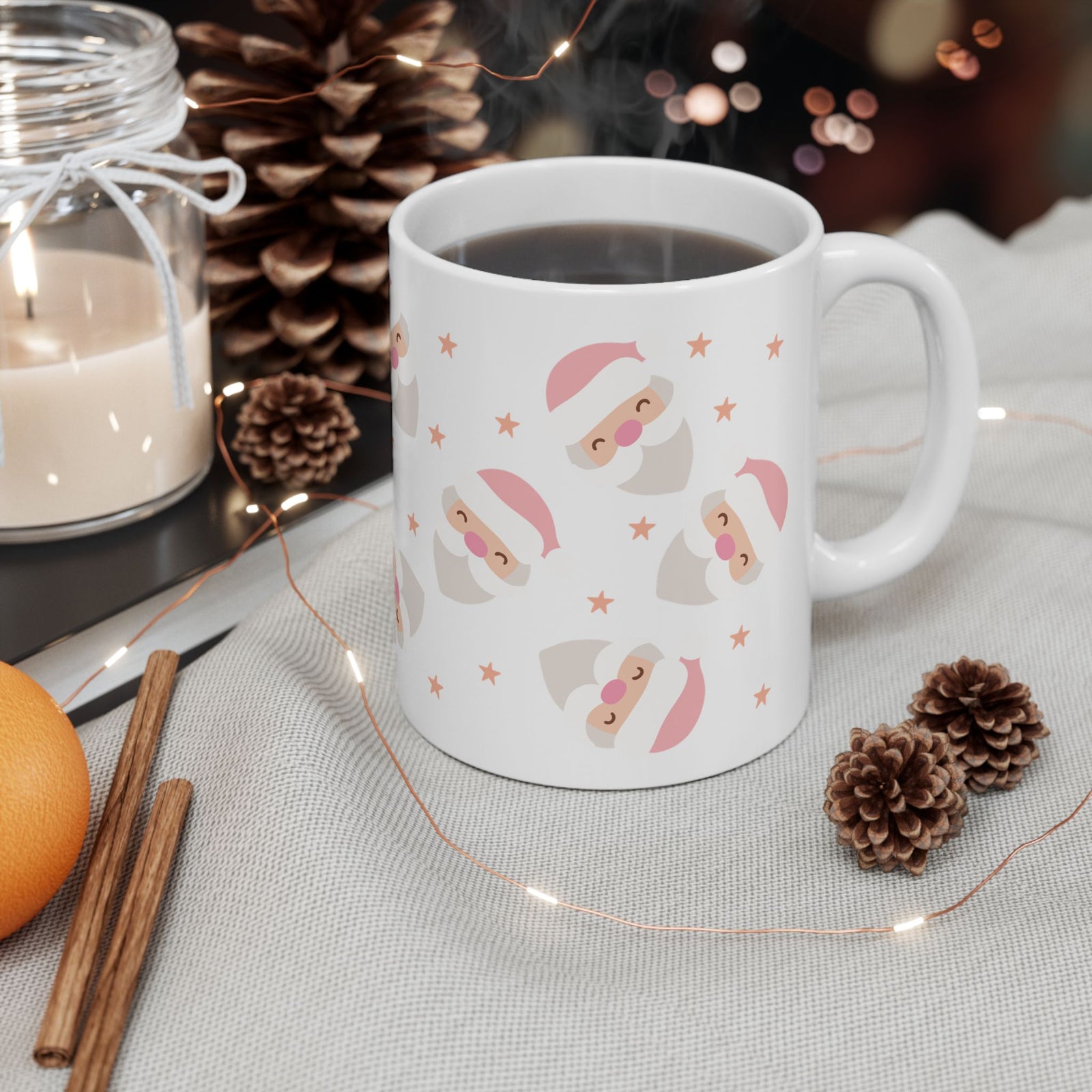 Pink Santa Claus Christmas Ceramic Mug Coffee Cup (11oz & 15oz)