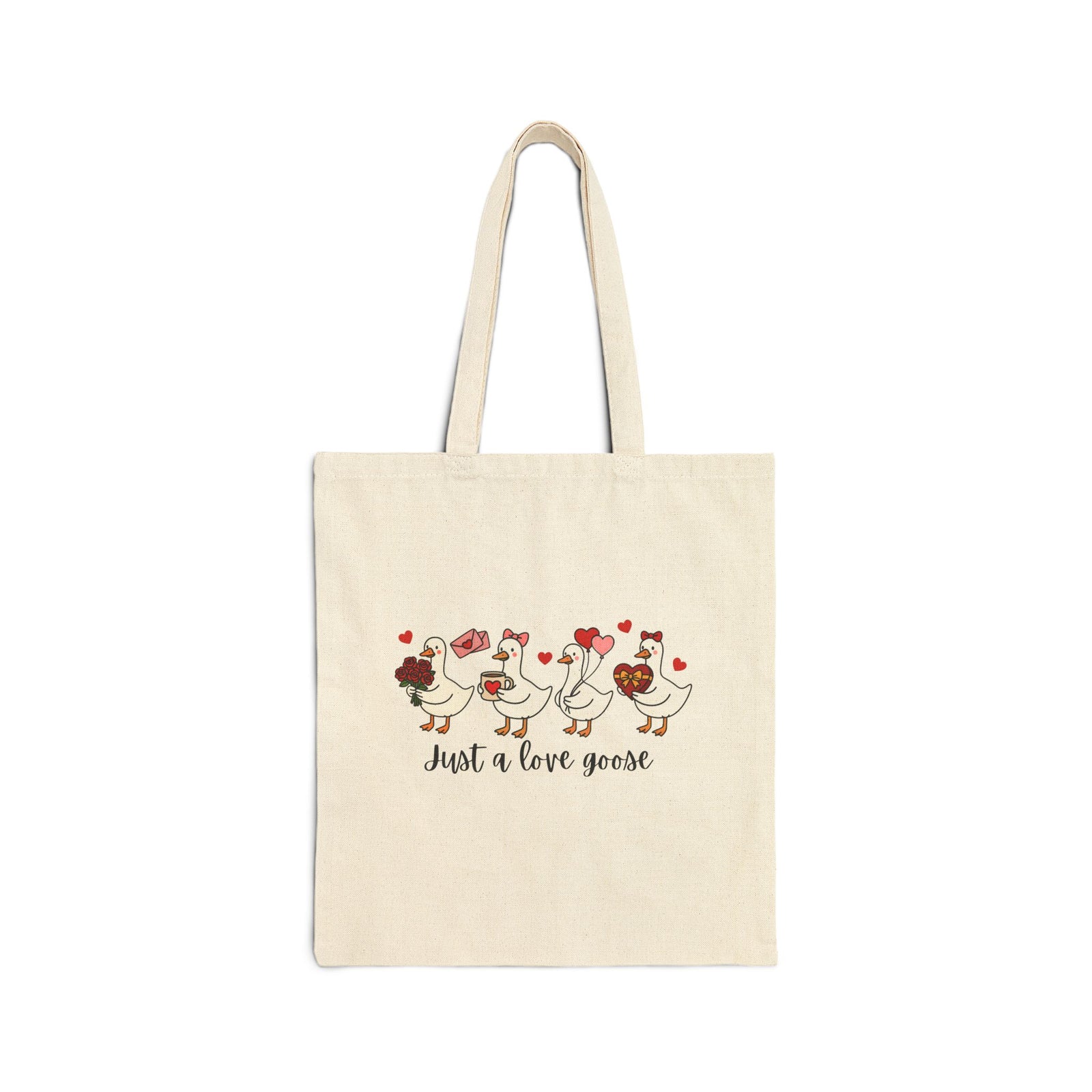 Just a Love Goose Valentine Cotton Canvas Tote Bag