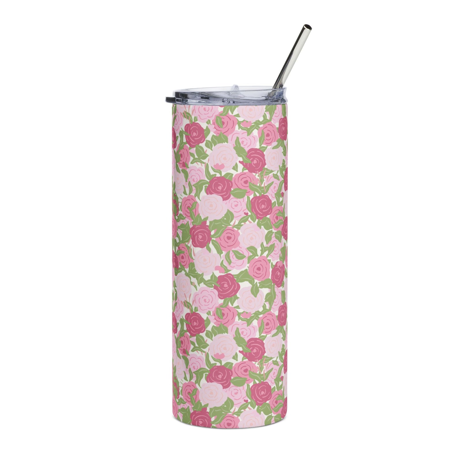 Preppy Pink Rose 20oz Stainless Steel Tumbler Insulated Travel Cup