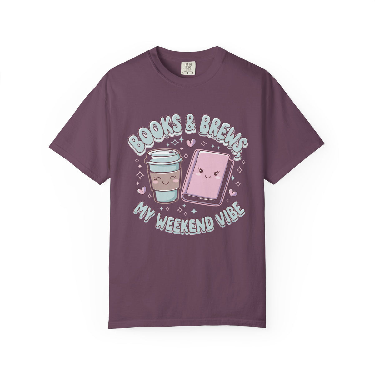 Books & Brews Weekend Vibe Graphic T-Shirt Unisex Book Lover Short Sleeve Tee