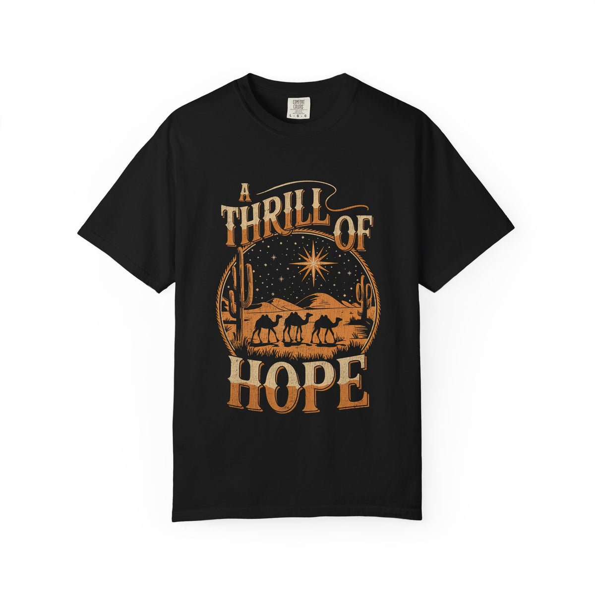 A Thrill of Hope Christmas Eve Distressed T-Shirt Christian Graphic Tee