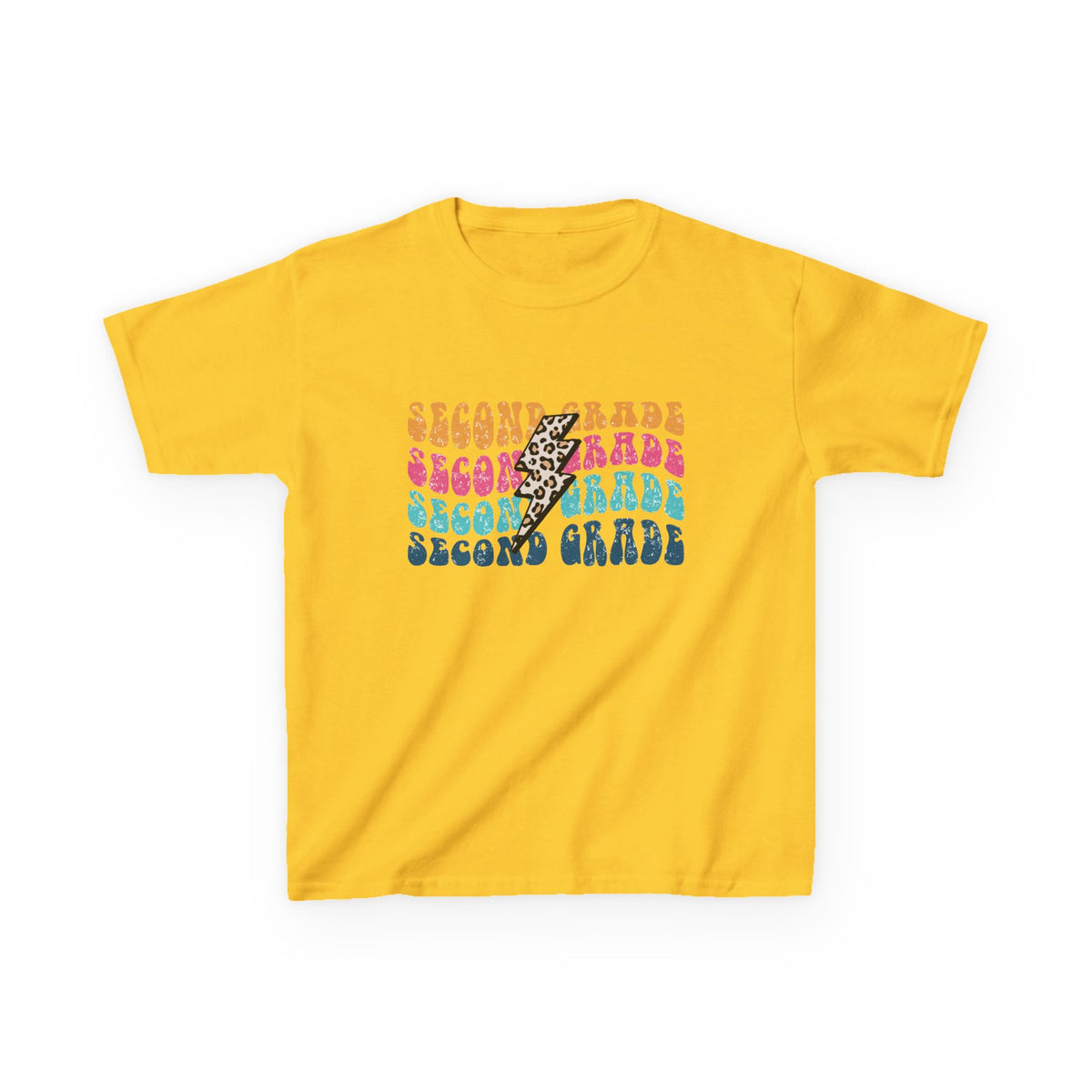 Second Grade Leopard Lightning Graphic Tee Back-to-School 2nd Grade Kids T-Shirt