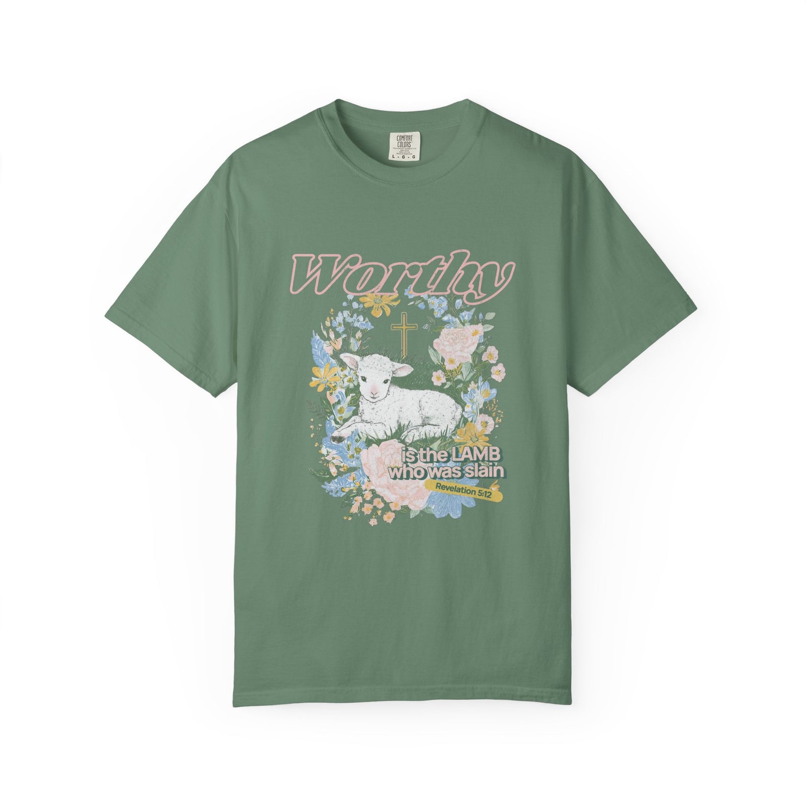 Worthy is the Lamb Who Was Slain Floral Easter Graphic Distressed T-Shirt Christian Tee