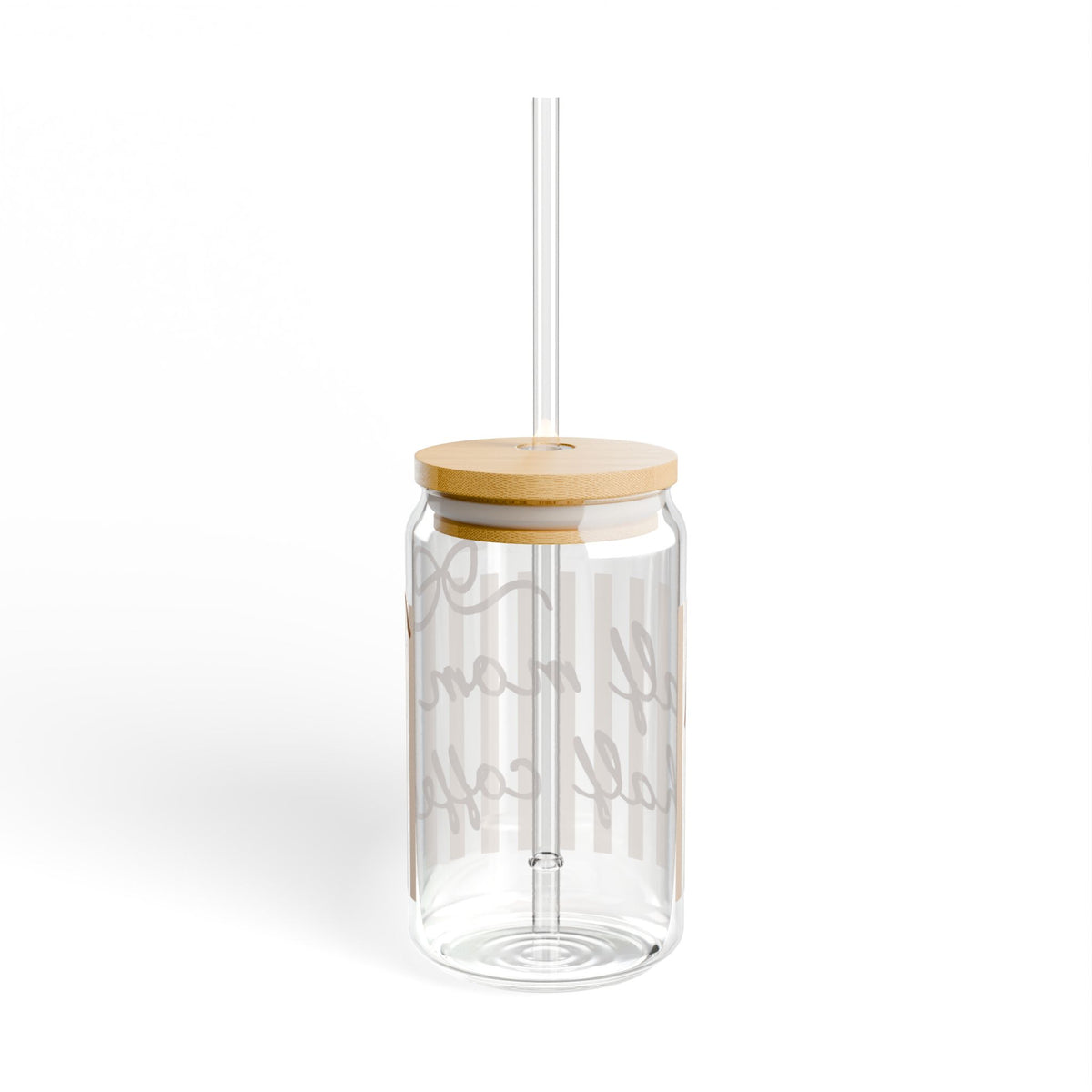 Half Mom Half Coffee Sipper Glass 16oz Reusable Drink Jar with Lid & Straw