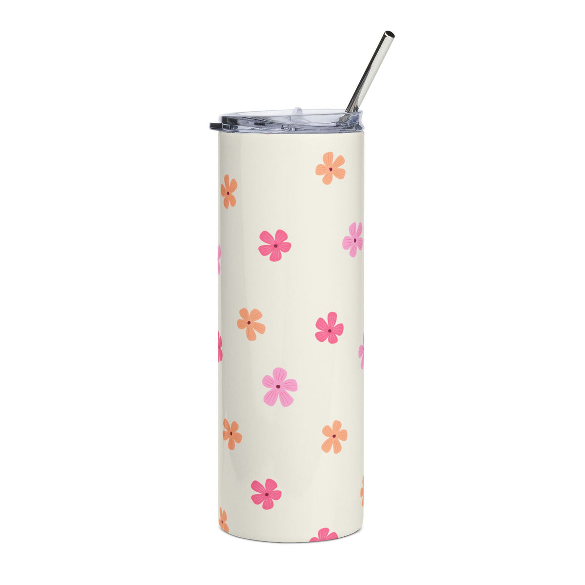 Pink & Peach Ditsy Flower 20oz Floral Stainless Steel Tumbler Travel Cup