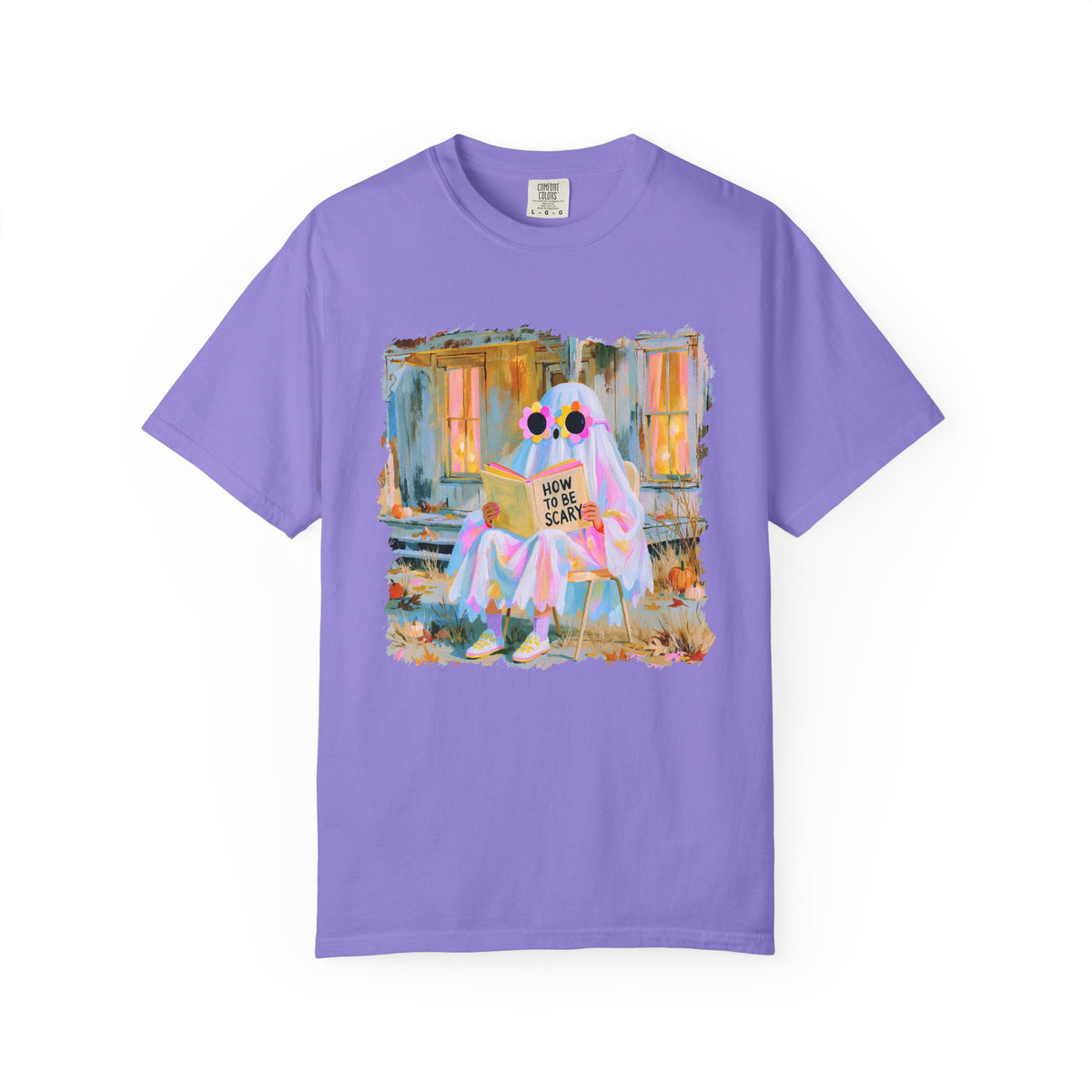 How to Be Scary Ghost Book T-Shirt Pastel Retro Spooky Halloween Graphic Tee