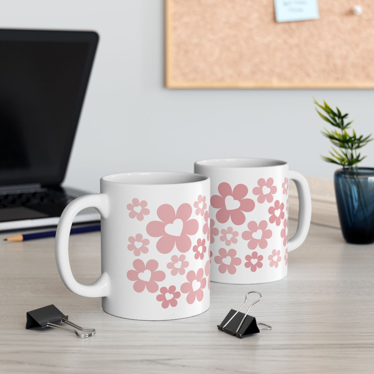 Bouquet of Love Mug — Pink Retro Floral Coffee Cup (11oz, 15oz)