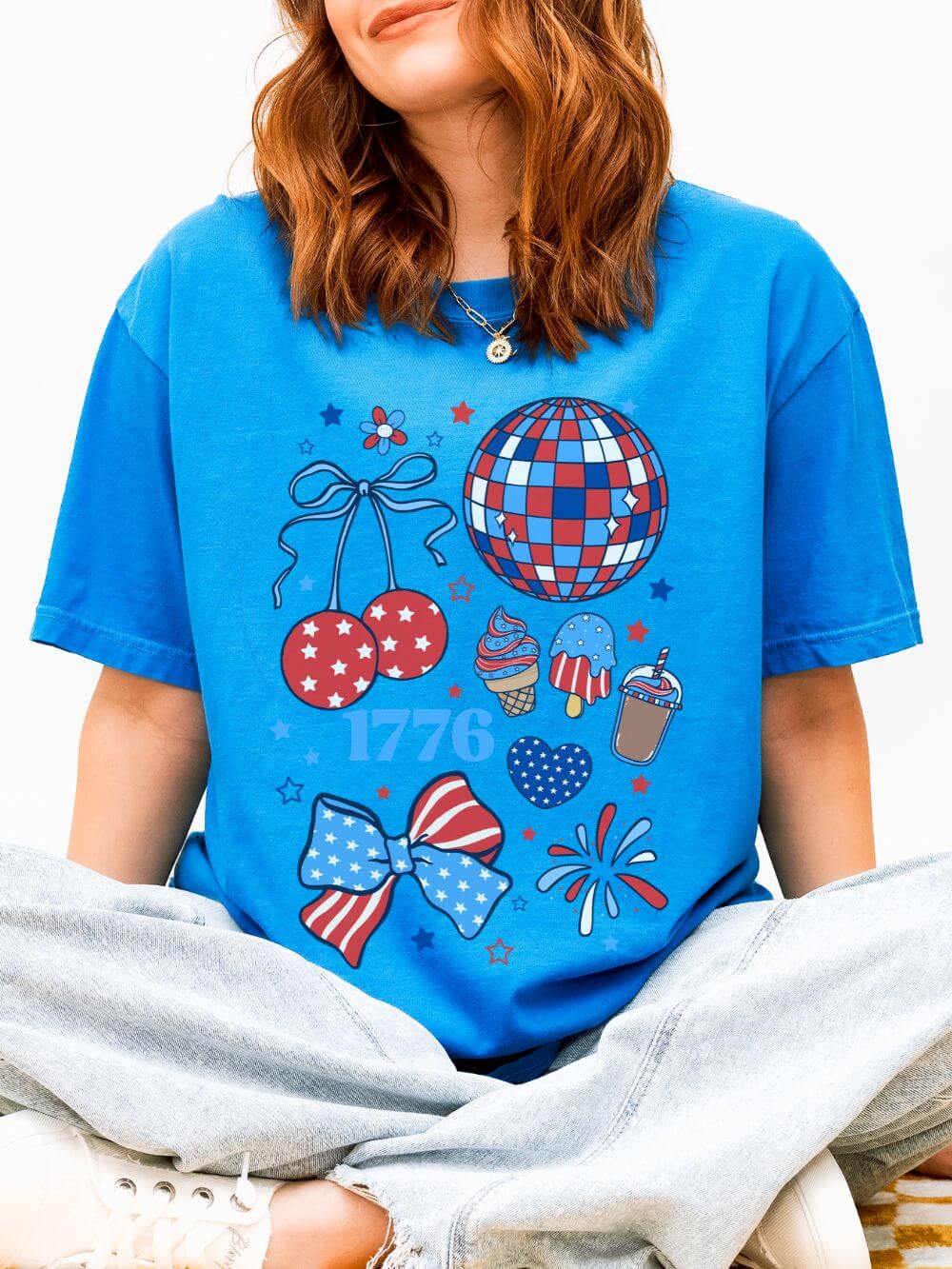 1776 Patriotic Graphic T-Shirt Americana 4th of July Icons Tee