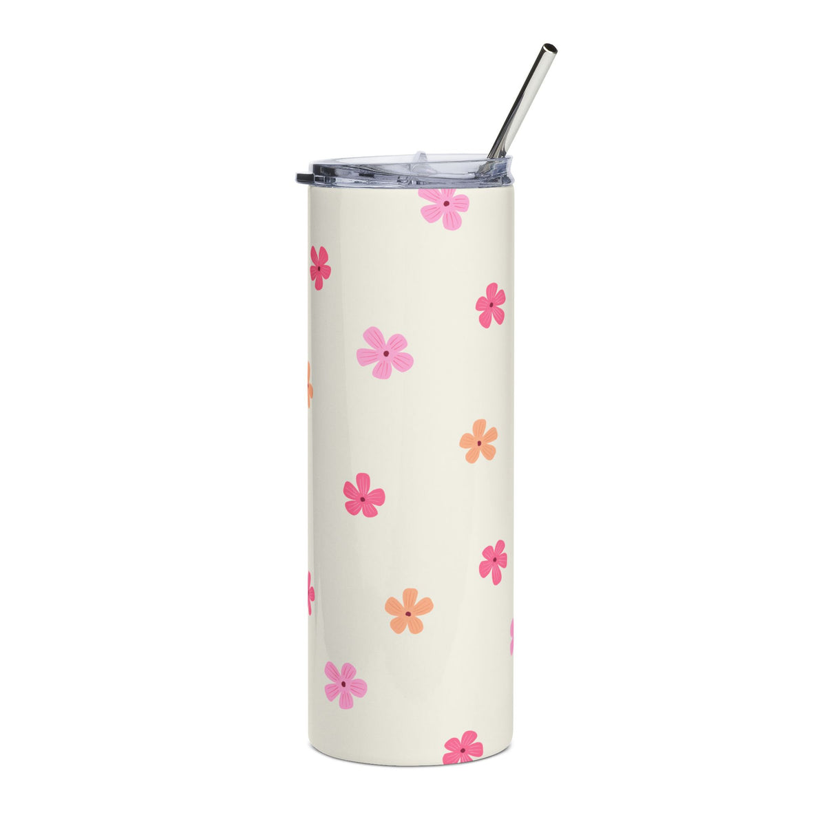 Pink & Peach Ditsy Flower 20oz Floral Stainless Steel Tumbler Travel Cup