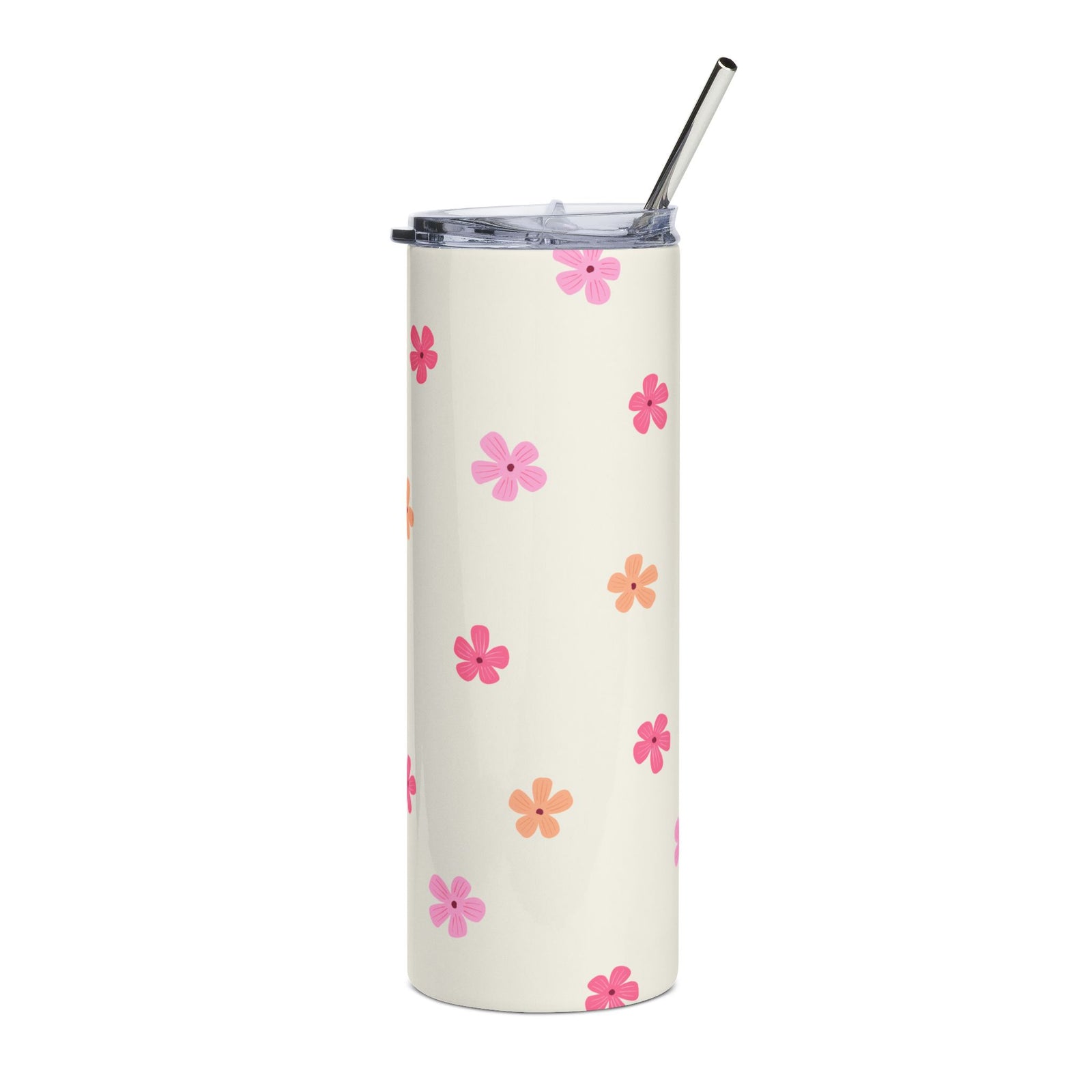 Pink & Peach Ditsy Flower 20oz Floral Stainless Steel Tumbler Travel Cup