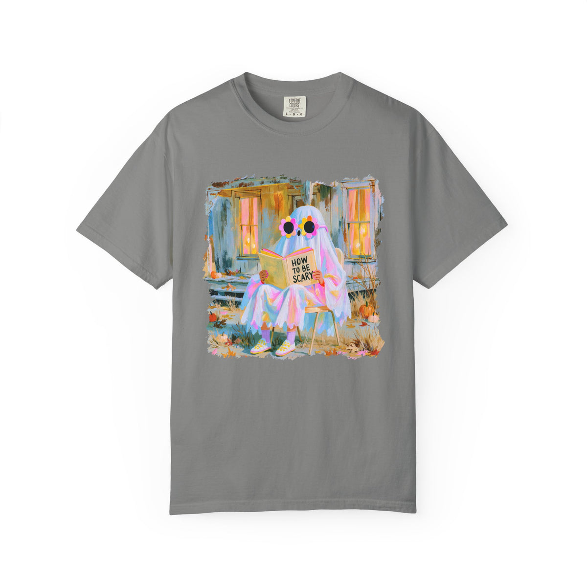 How to Be Scary Ghost Book T-Shirt Pastel Retro Spooky Halloween Graphic Tee