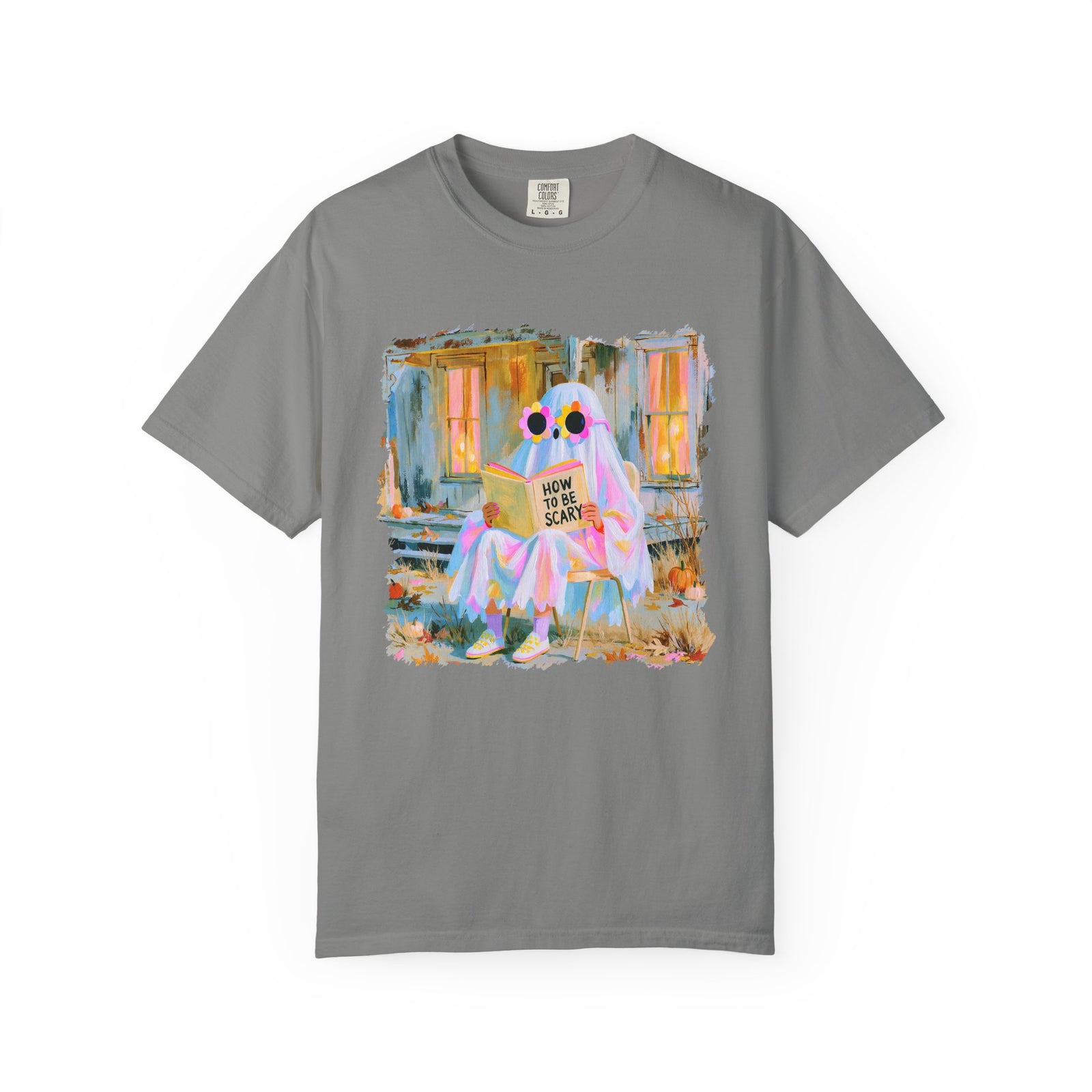 How to Be Scary Ghost Book T-Shirt Pastel Retro Spooky Halloween Graphic Tee
