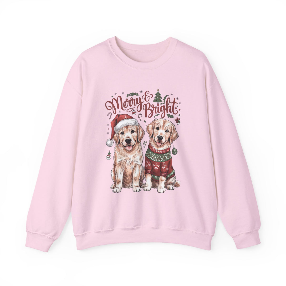 Merry & Bright Christmas Dogs Crewneck Unisex Sweatshirt