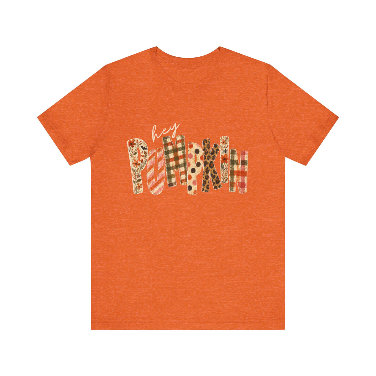 Hey Pumpkin T-Shirt Fall Plaid & Floral Pumpkin Graphic Tee