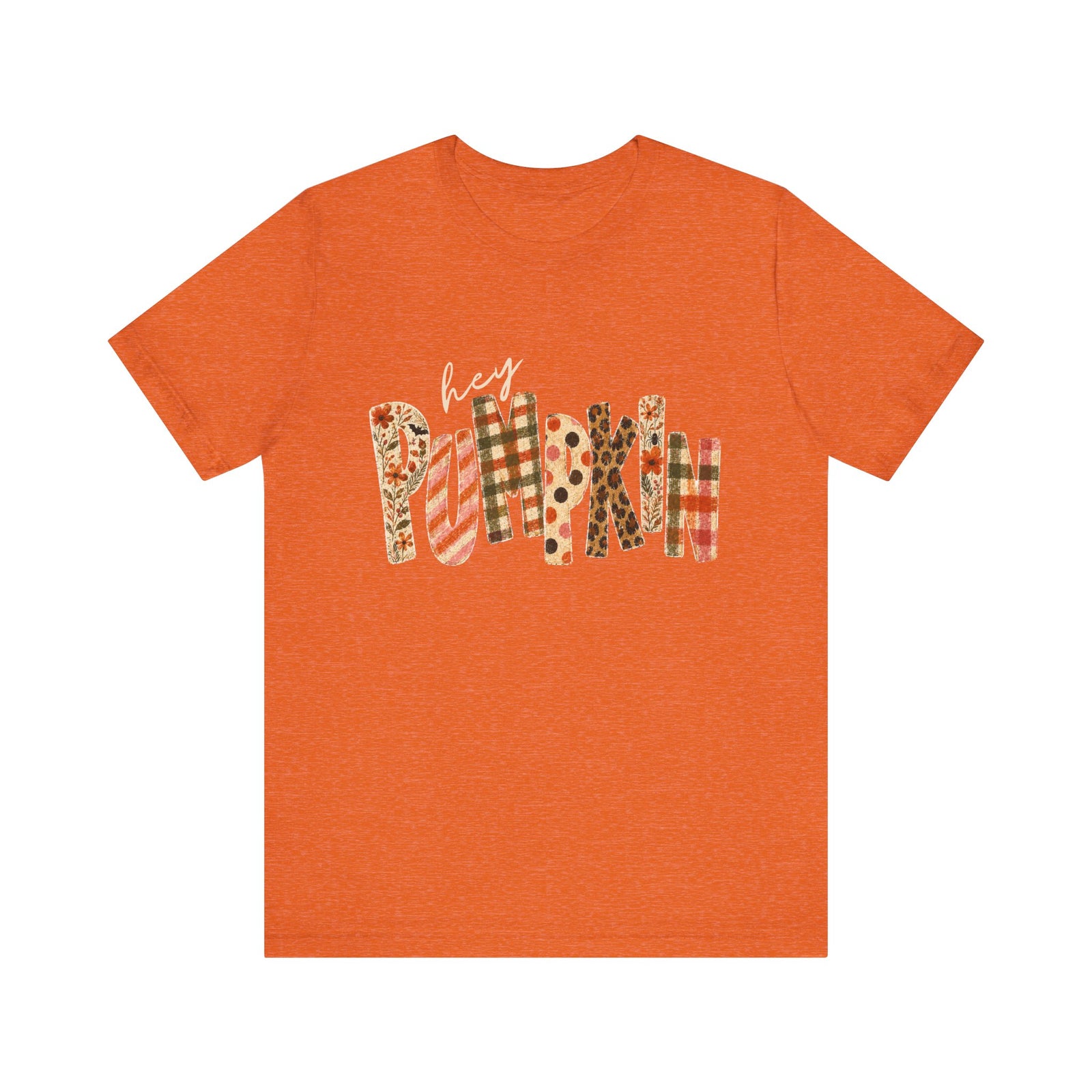 Hey Pumpkin T-Shirt Fall Plaid & Floral Pumpkin Graphic Tee