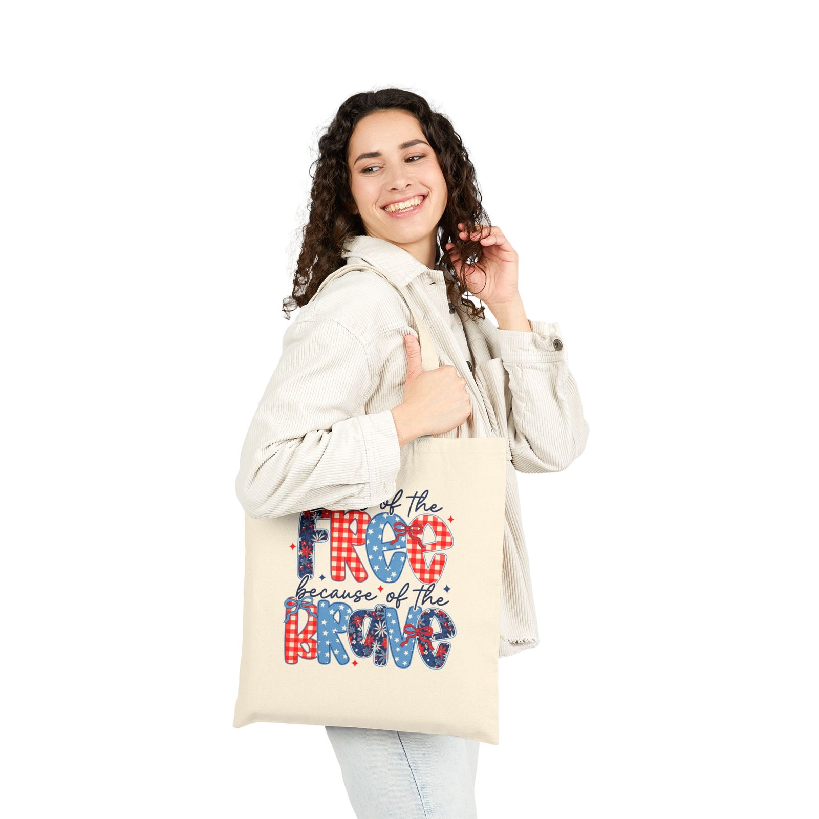 Land of the Free Because of the Brave Cotton Canvas Tote Bag