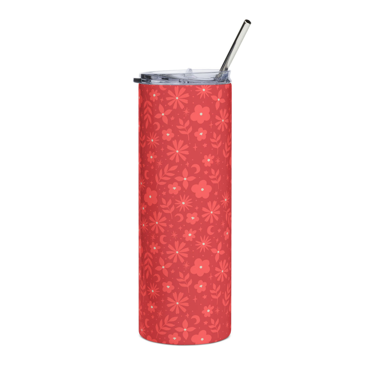Celestial Red Floral 20oz Floral Stainless Steel Tumbler Insulated Travel Cup