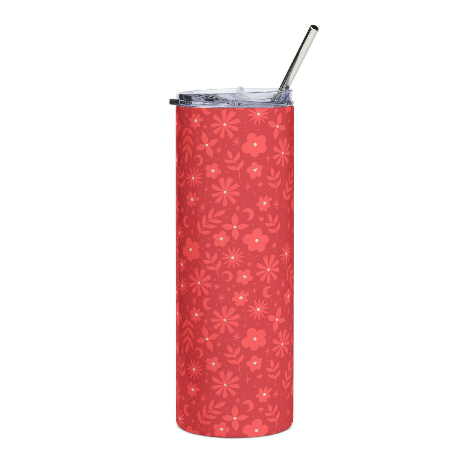 Celestial Red Floral 20oz Floral Stainless Steel Tumbler Insulated Travel Cup